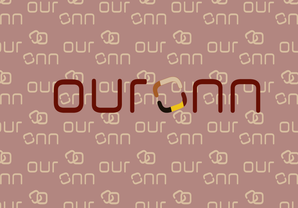 OURONN pattern in the background with logo in the foreground.